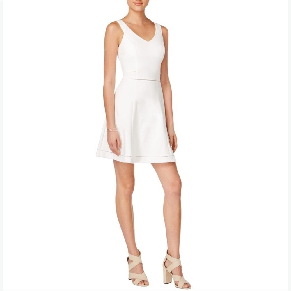 NEW Bar III Womens Extra Large‎ White Crochet Trim Sleeveless A-Line Dress